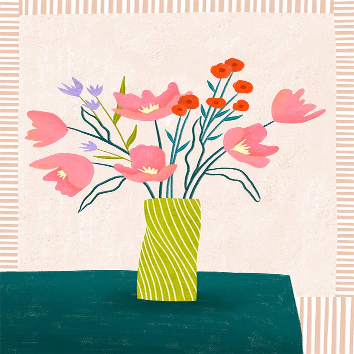 Colorful Blossoms in Stripes