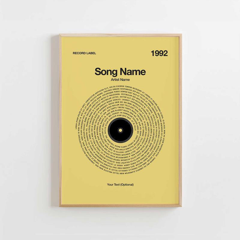 Custom Vinyl Lyrics Print  Yellow