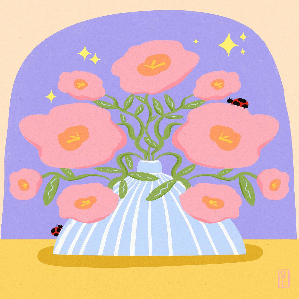 Fun Flowers in a Vase Illustration