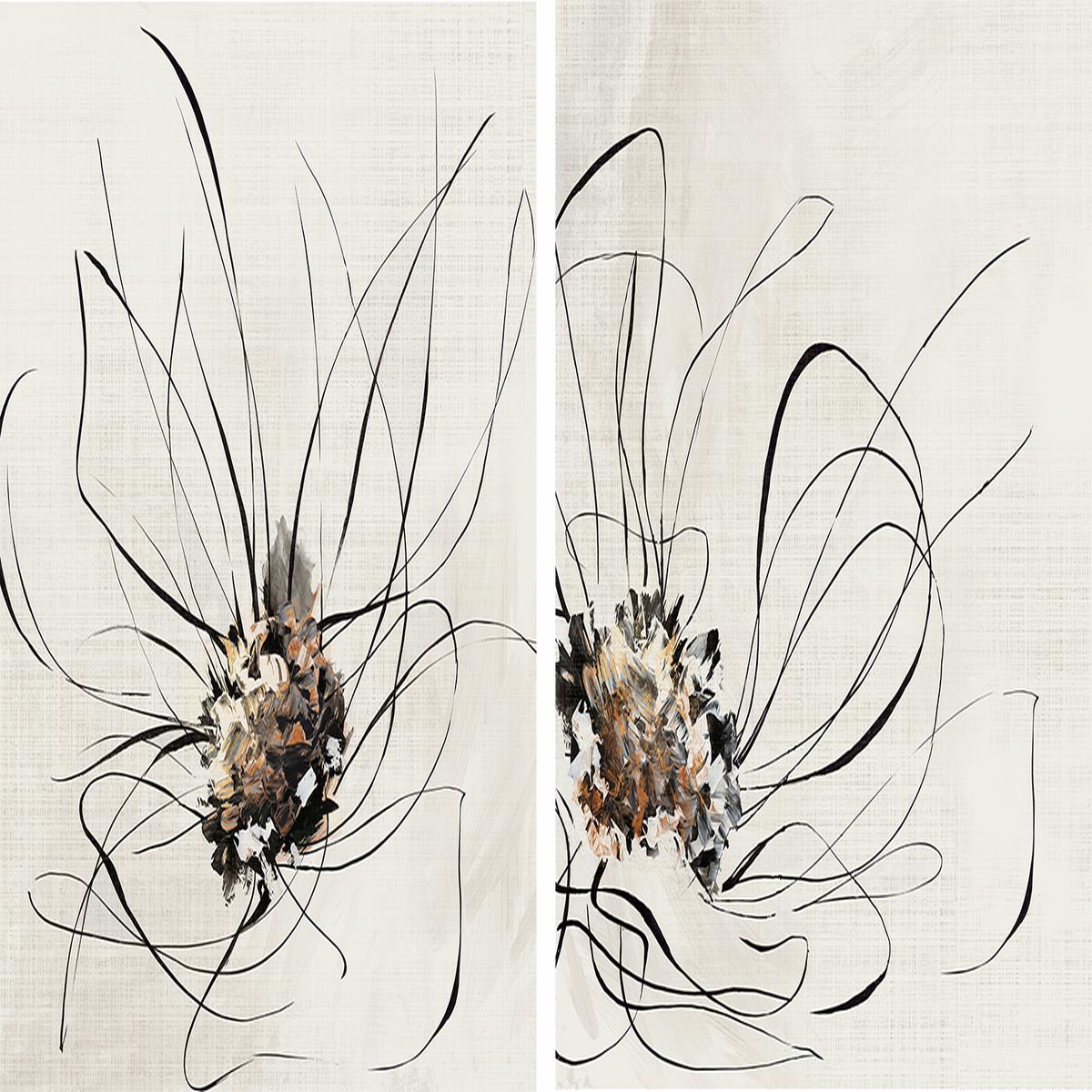Golden Flower Lines, Style A & B, Set Of 2