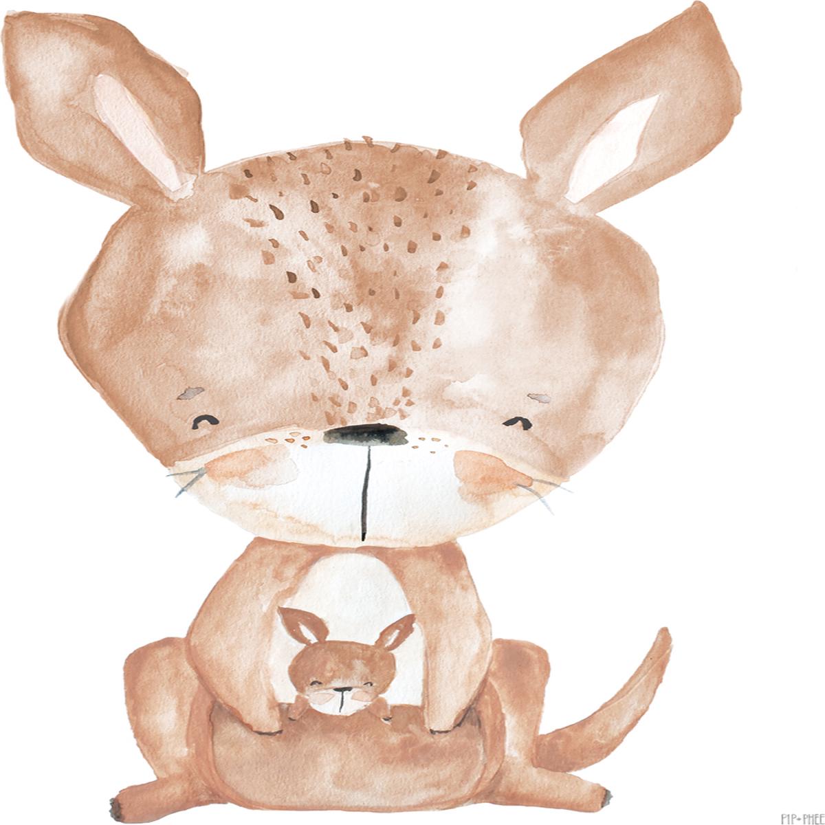 Kangaroo Critter Print White