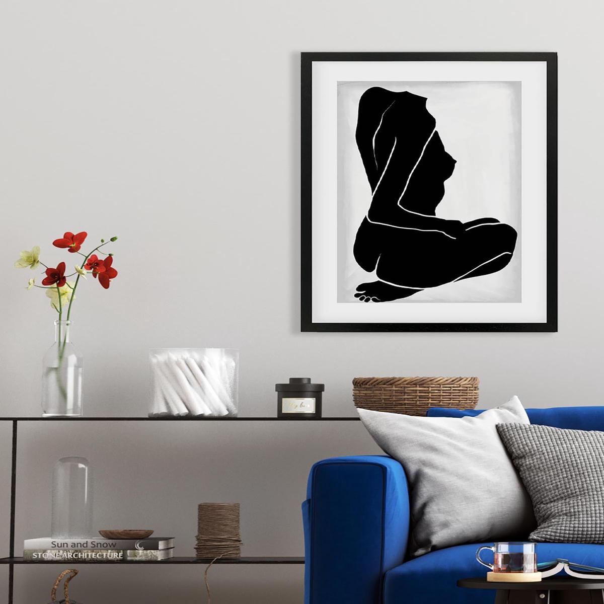 Lino Nude Figure Line Art Print