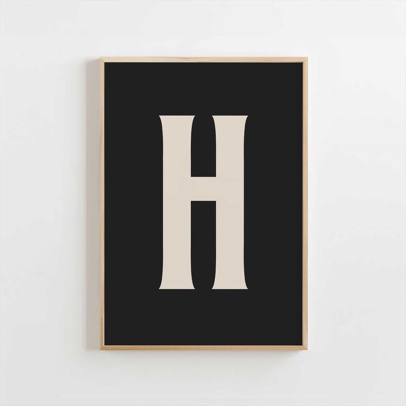 Modern Monogram Art Print – H Black