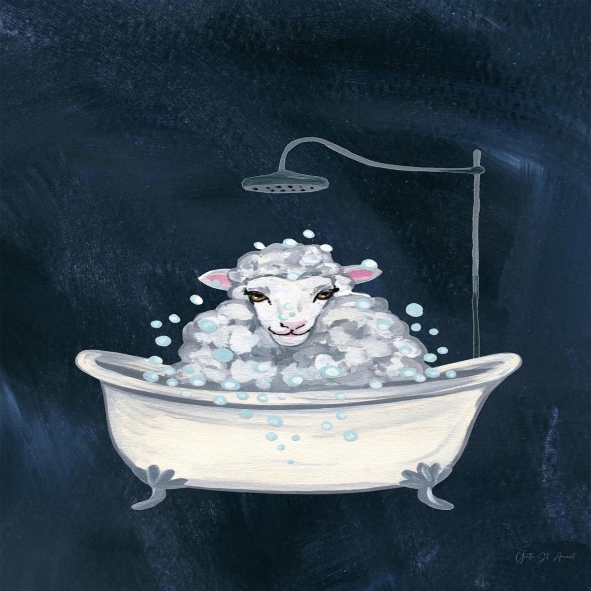 Sheep in Tub and Suds Texture Dark