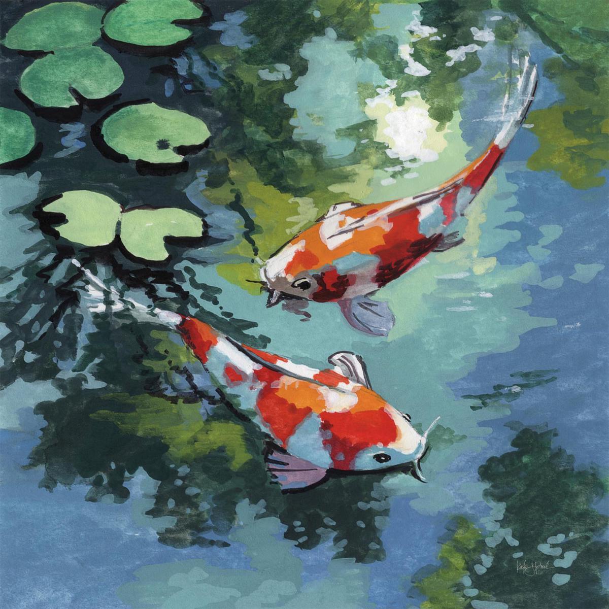 Two Koi Fish In Pond