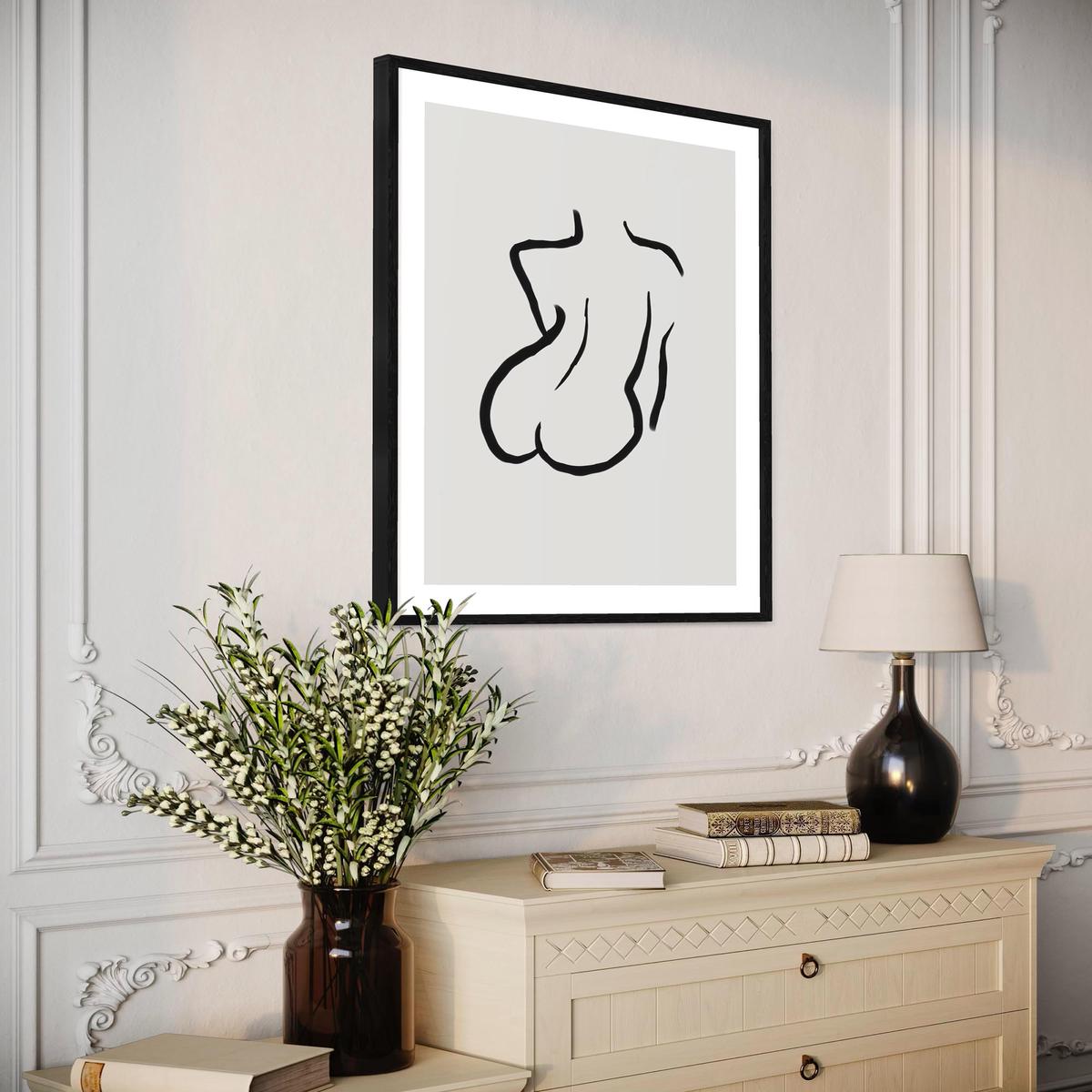 Woman’s Back Mono Illustration Line Art Print