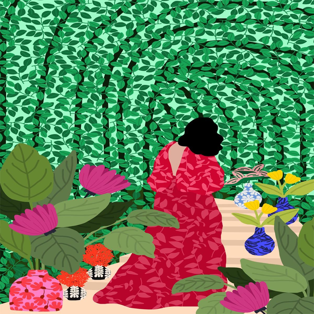 Girl At Her Garden