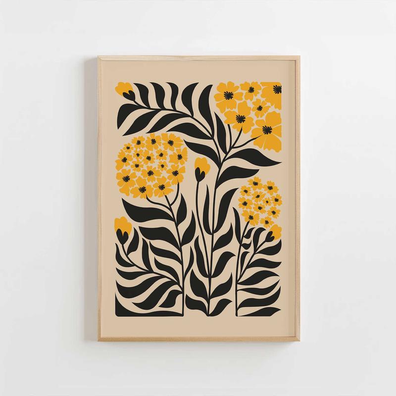 Golden Bloom – Vibrant Floral Botanical Art Print