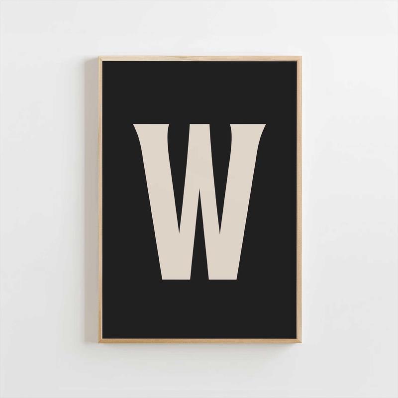 Modern Monogram Art Print – W Black