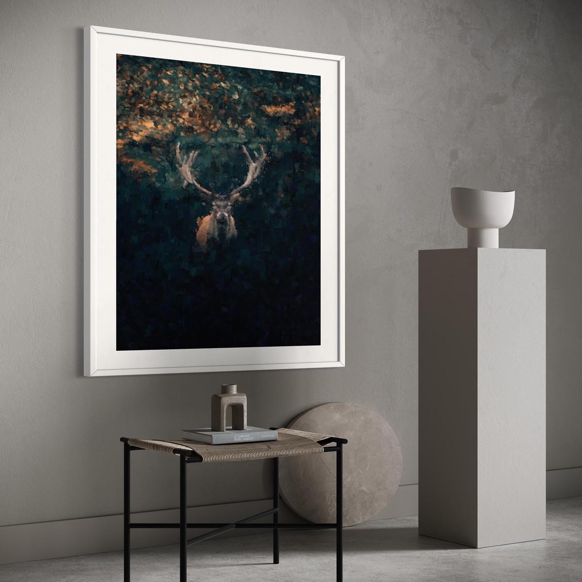 Red Deer Stag In Winter Art Print