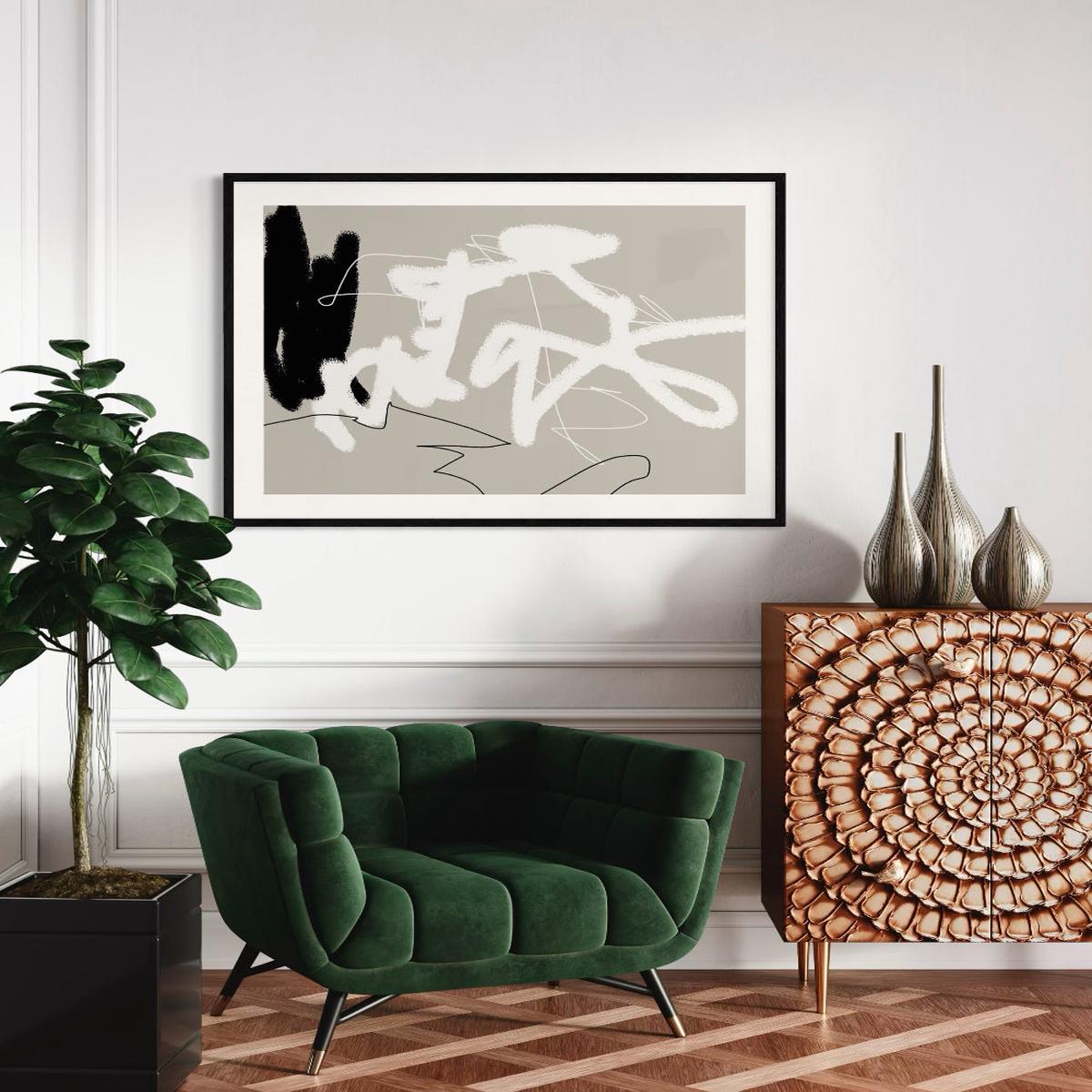 Abstract Lines on Beige Art Print