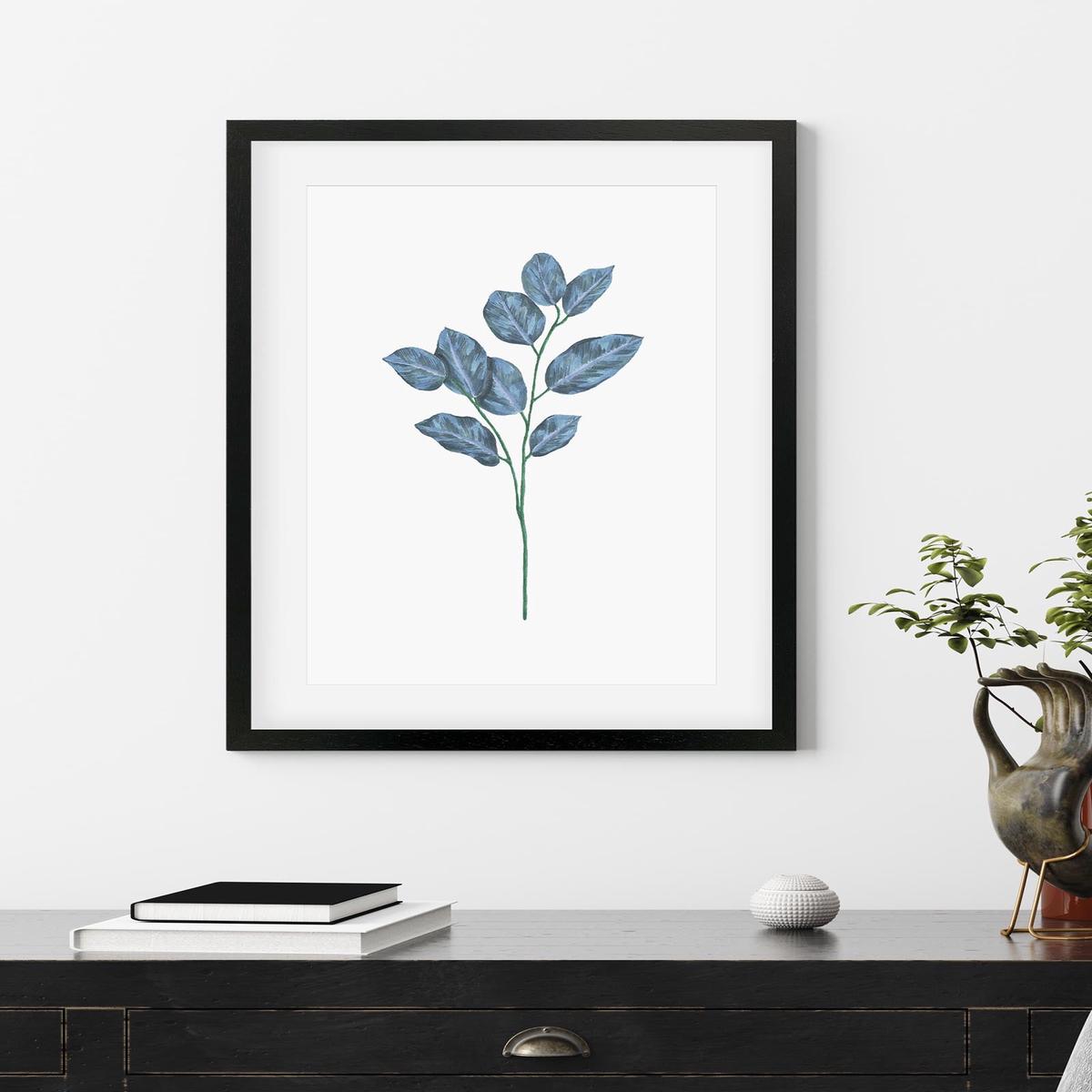 Blue Botanical Stem Art Print
