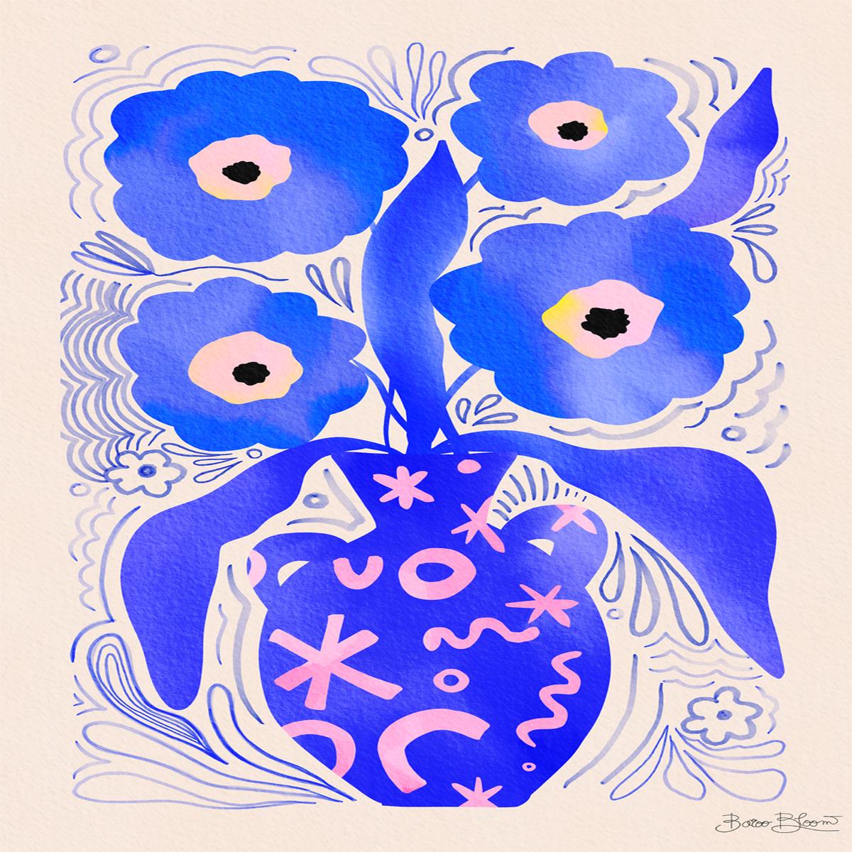Blue Flowers Matisse Homage
