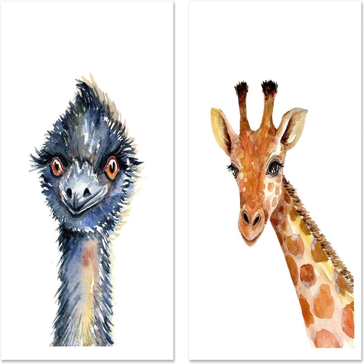 Emu & Giraffe, Set of 2