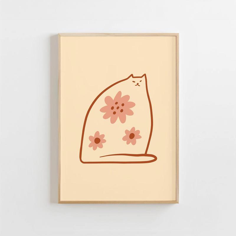 Flowery Sitting Cat
