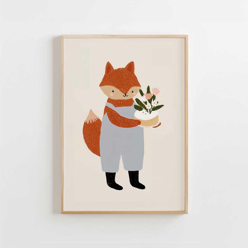 Fox with Flower Cake