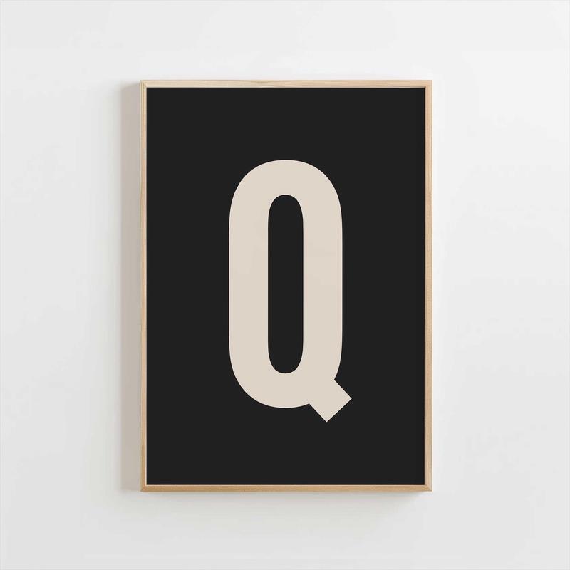 Modern Monogram Art Print – Q Black