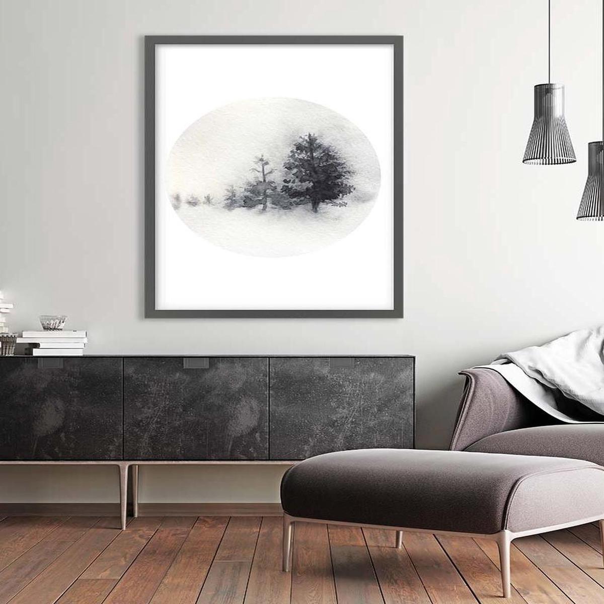Watercolour Forest In Winter Art Print
