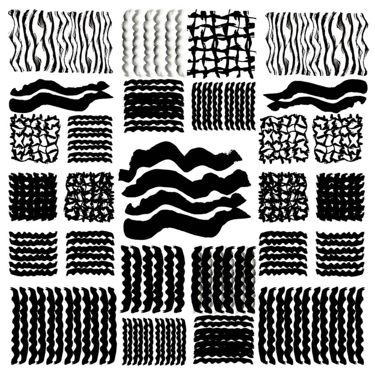Black and White Squiggle Grid, Style A