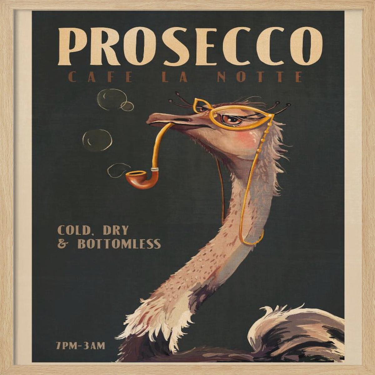 Cute Art Deco Prosecco Poster Of An Ostrich