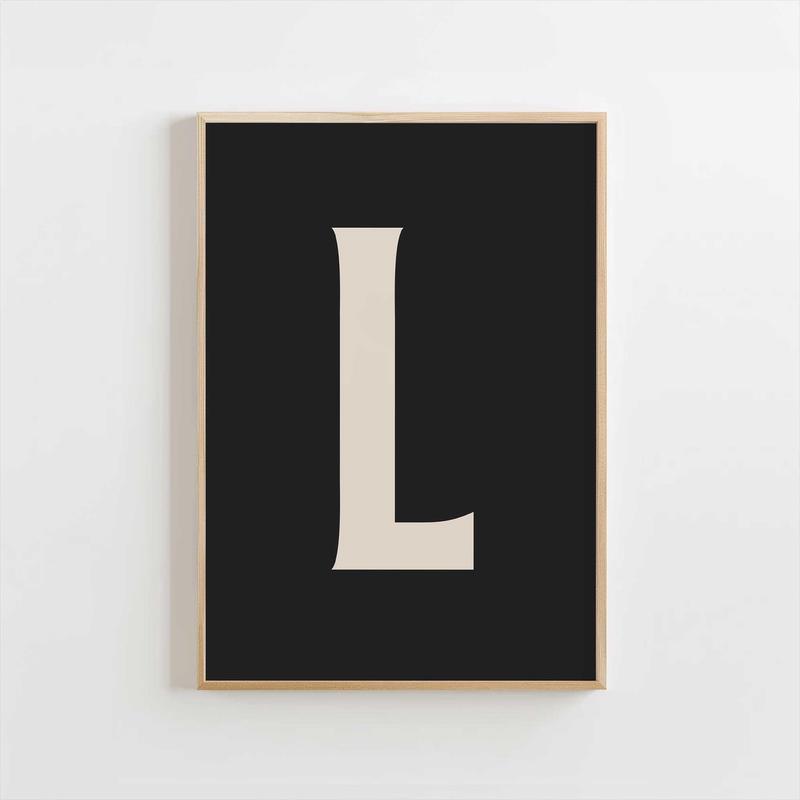 Modern Monogram Art Print – L Black