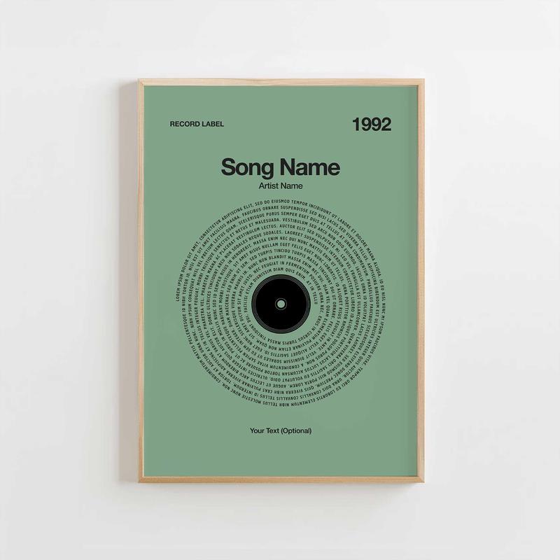 Custom Vinyl Lyrics Print  Mint Green