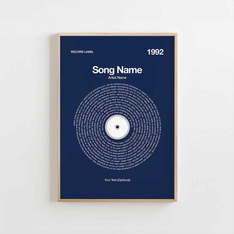 Custom Vinyl Lyrics Print  Navy