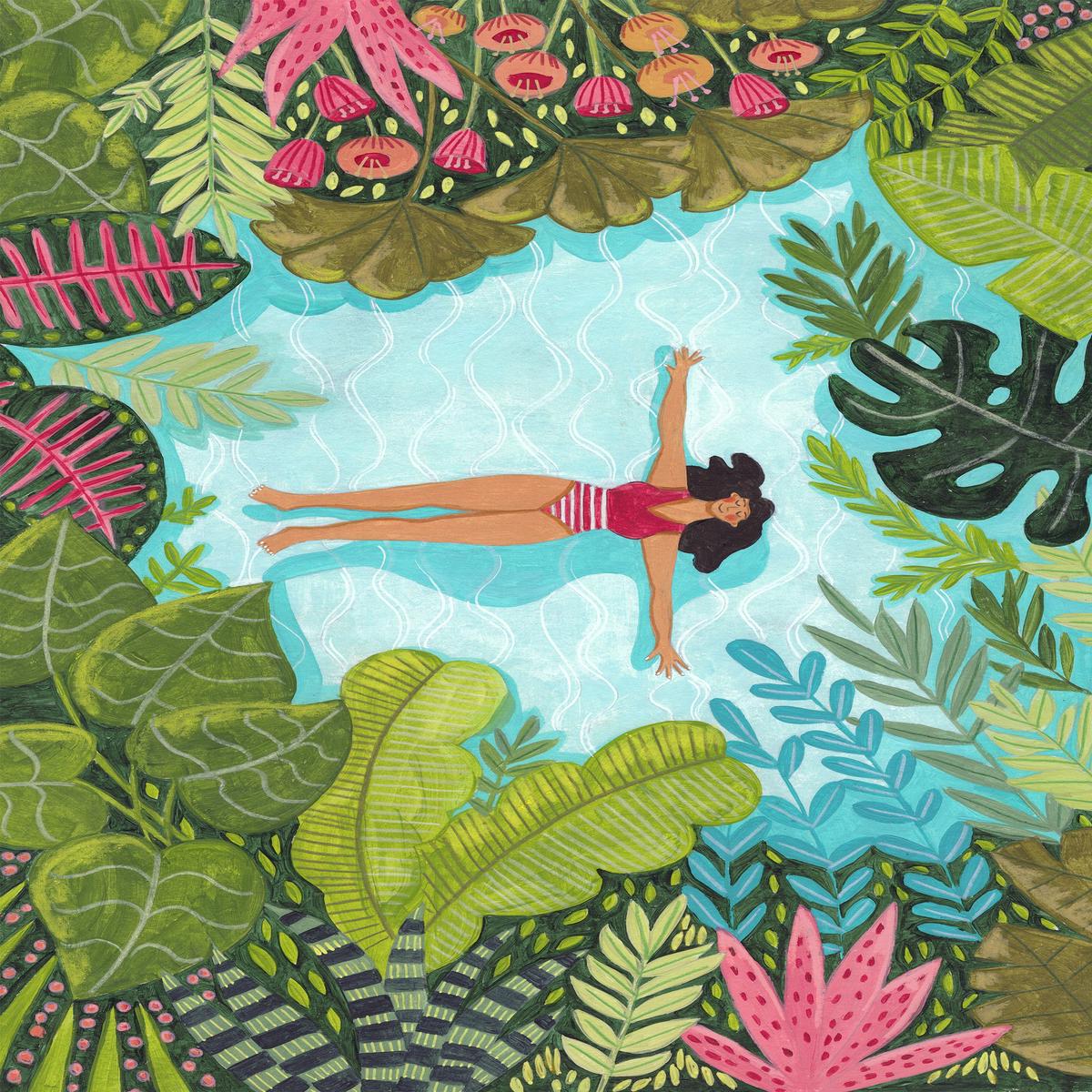 Floating in Tropical Sea