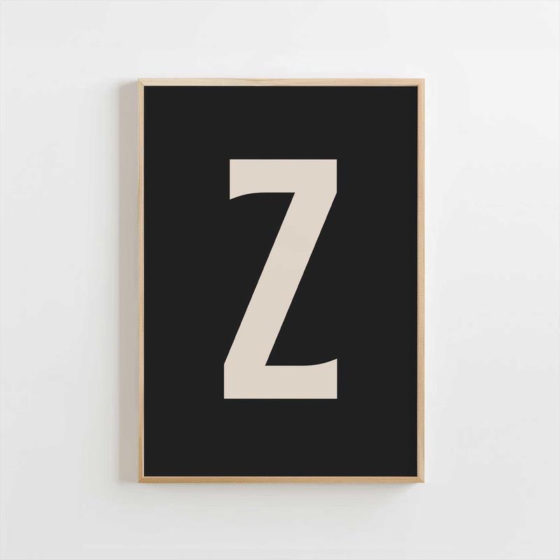 Modern Monogram Art Print – Z Black