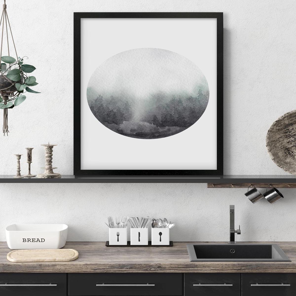 Watercolour Forest At Dawn Art Print