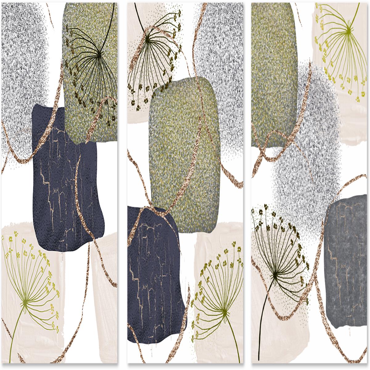 Green Grey, Style A, B & C, Set Of 3