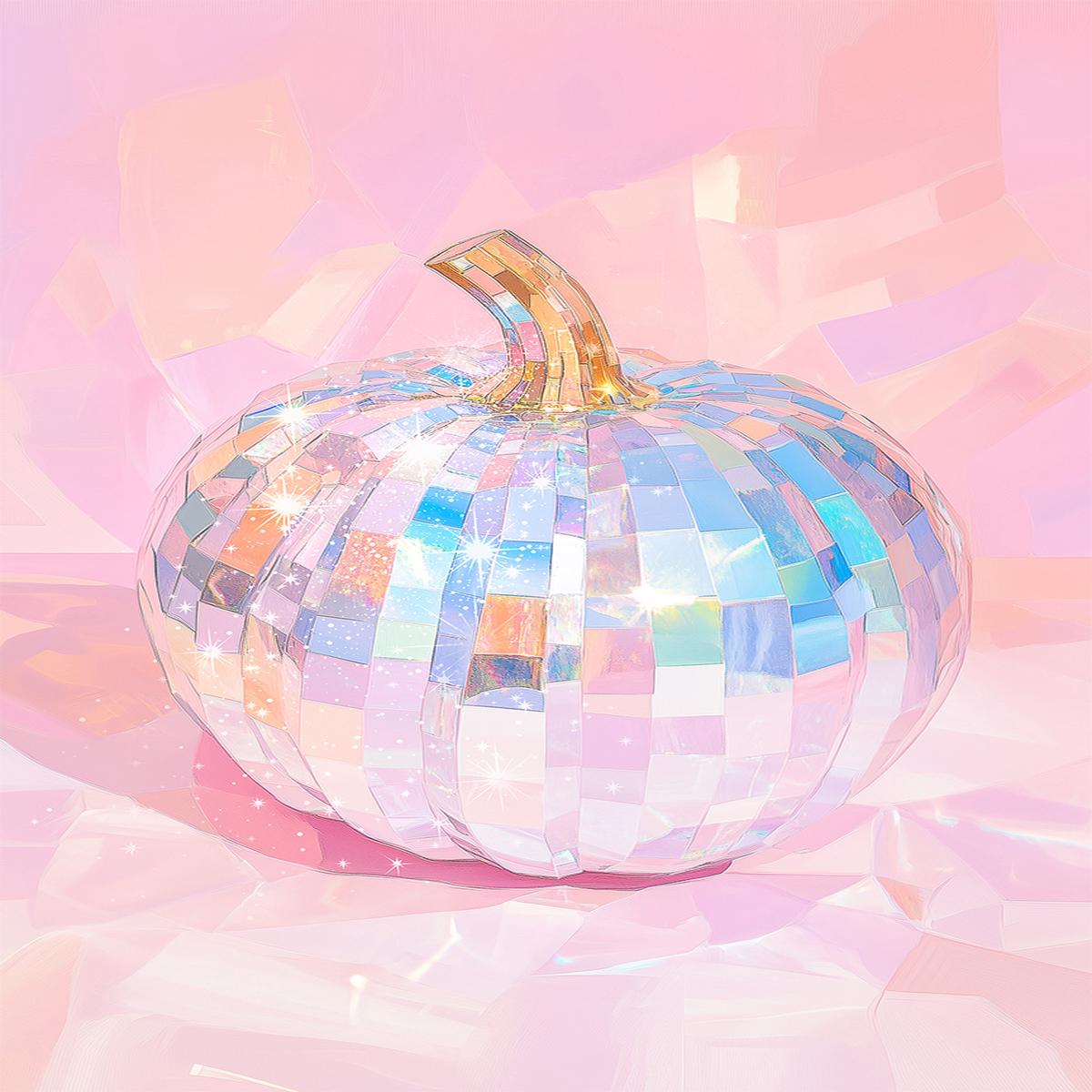 Iridescent Disco Ball Pumpkin Prints