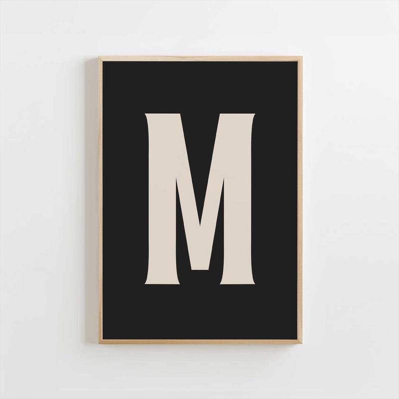 Modern Monogram Art Print – M Black