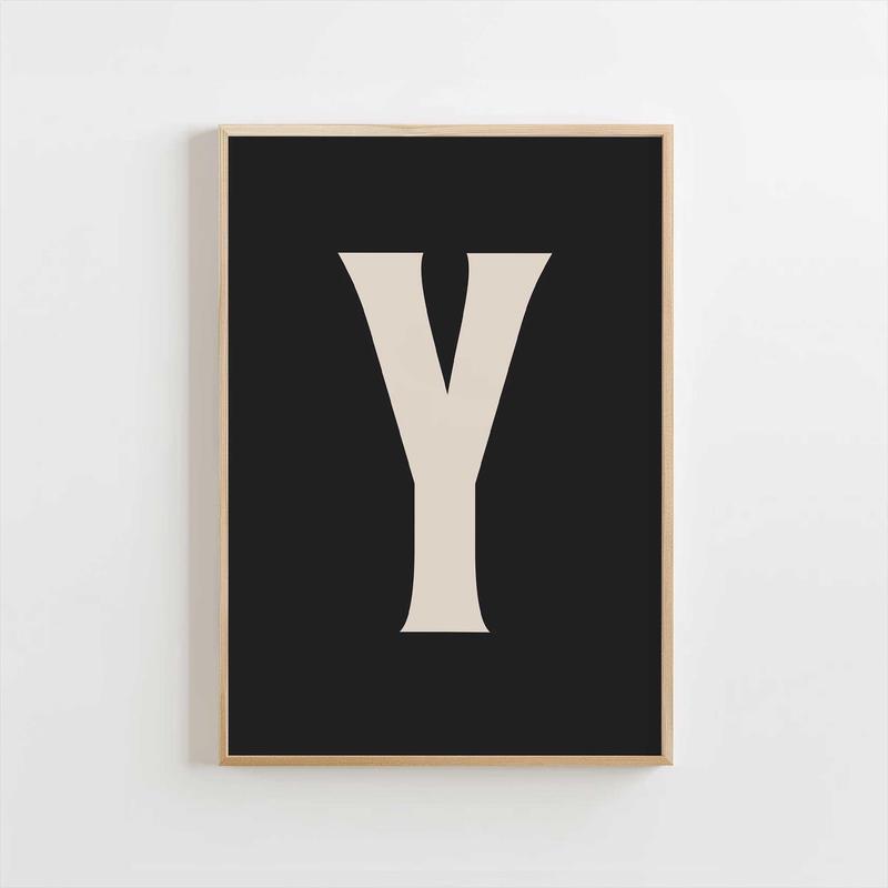 Modern Monogram Art Print – Y Black