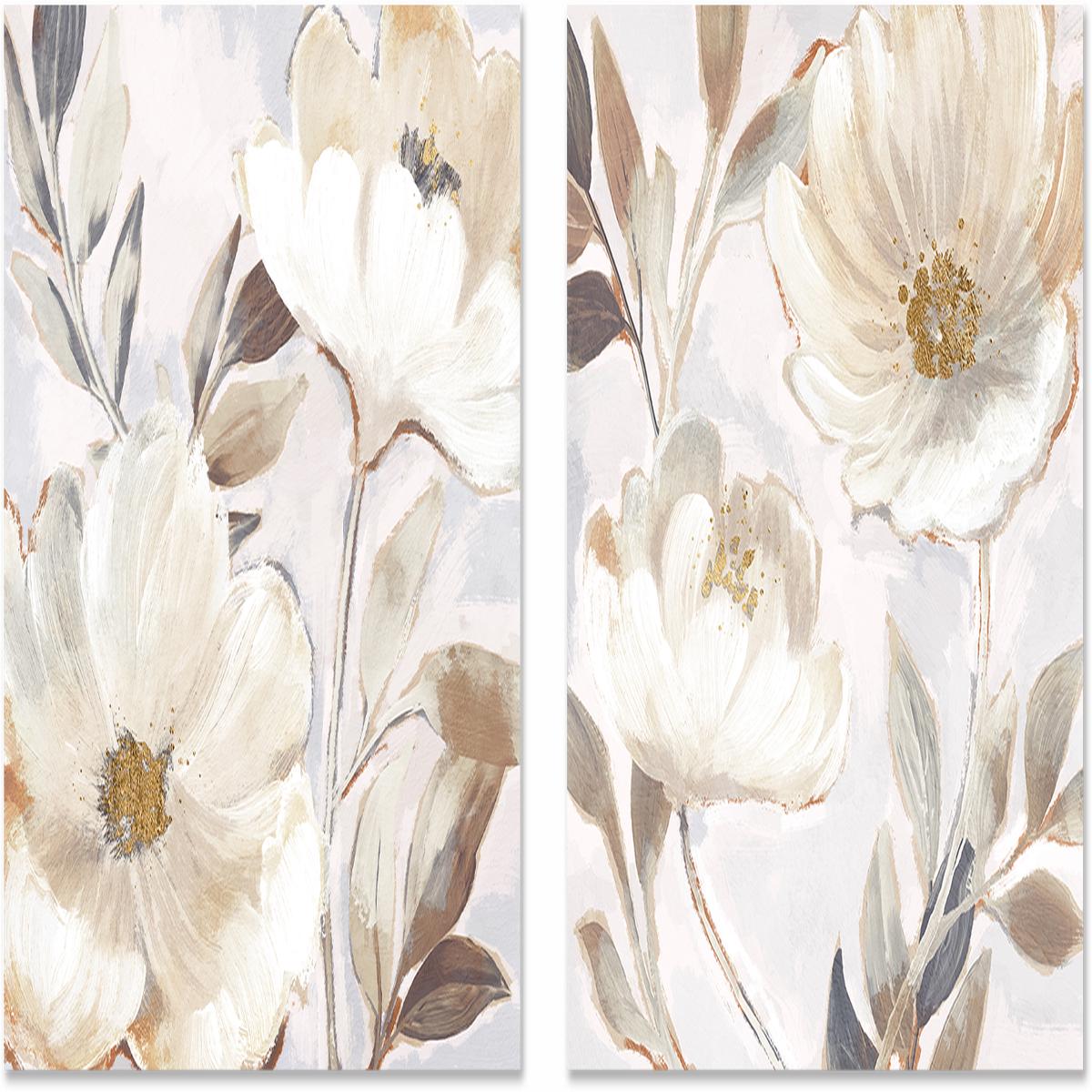 Whisper White Florals, Style A & B, Set of 2