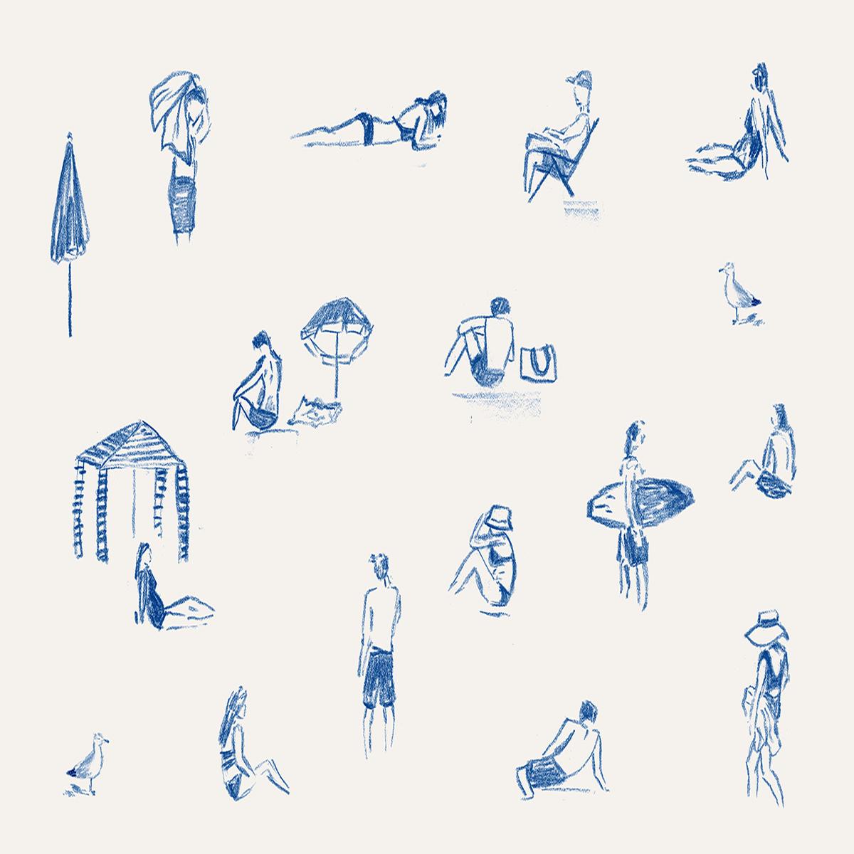 Blue Beach People Landscape