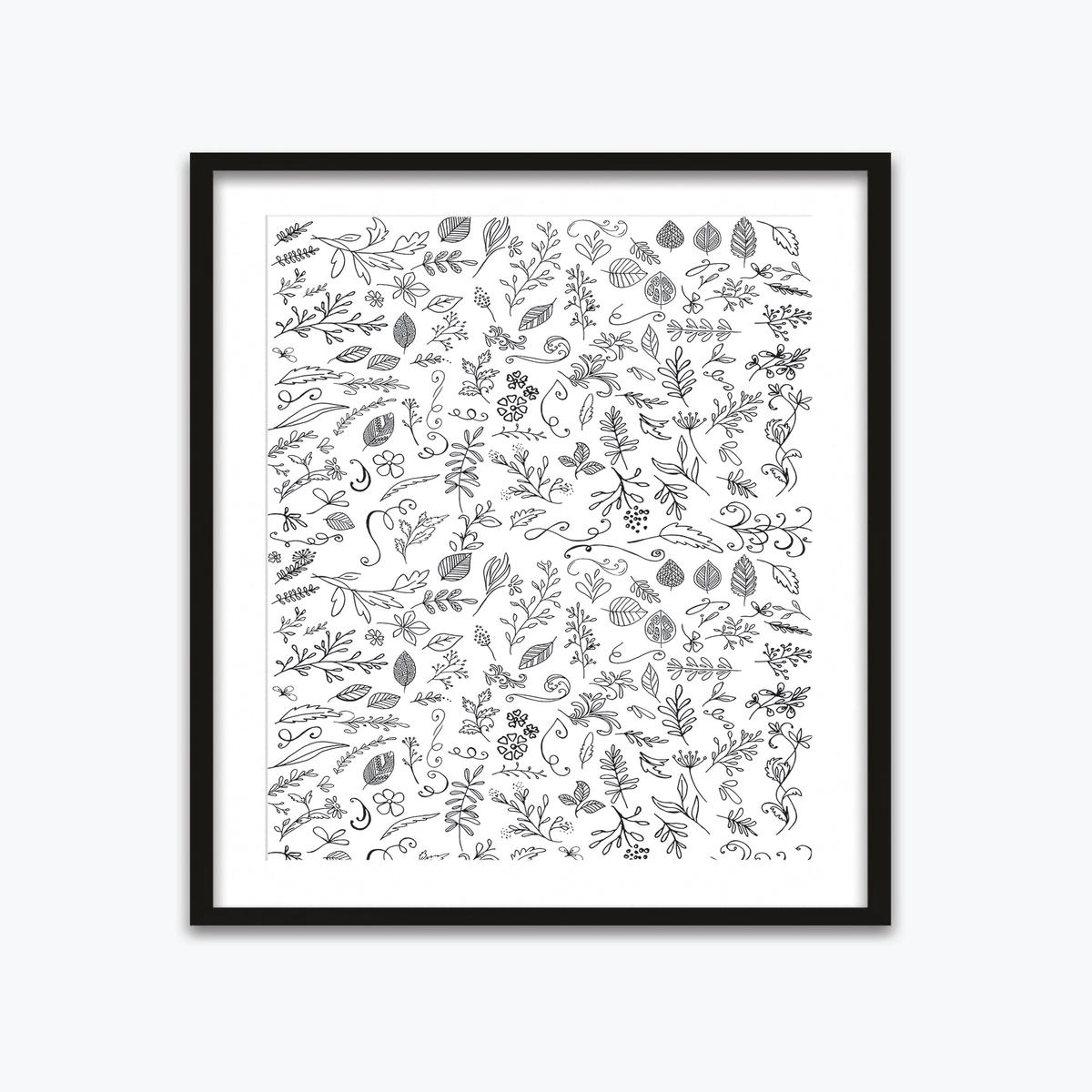 Black & White Flowers Pattern Art Print