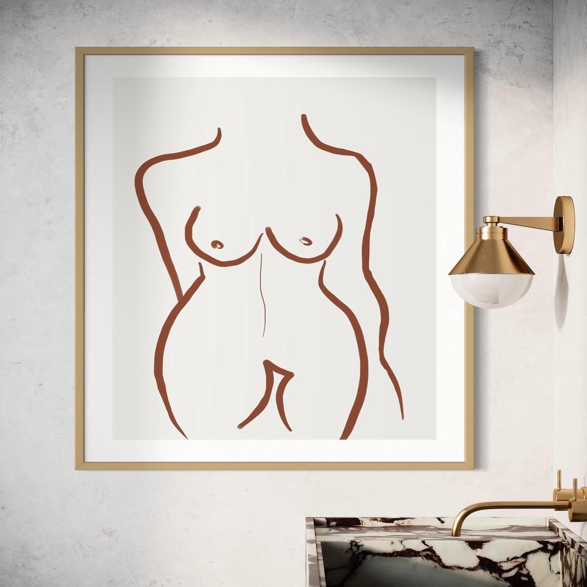 Female Nude Illustration Line Art Print