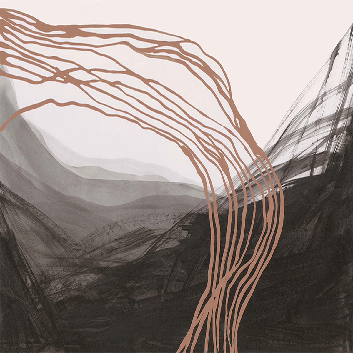 Flowing Lines Over Dark Landscape