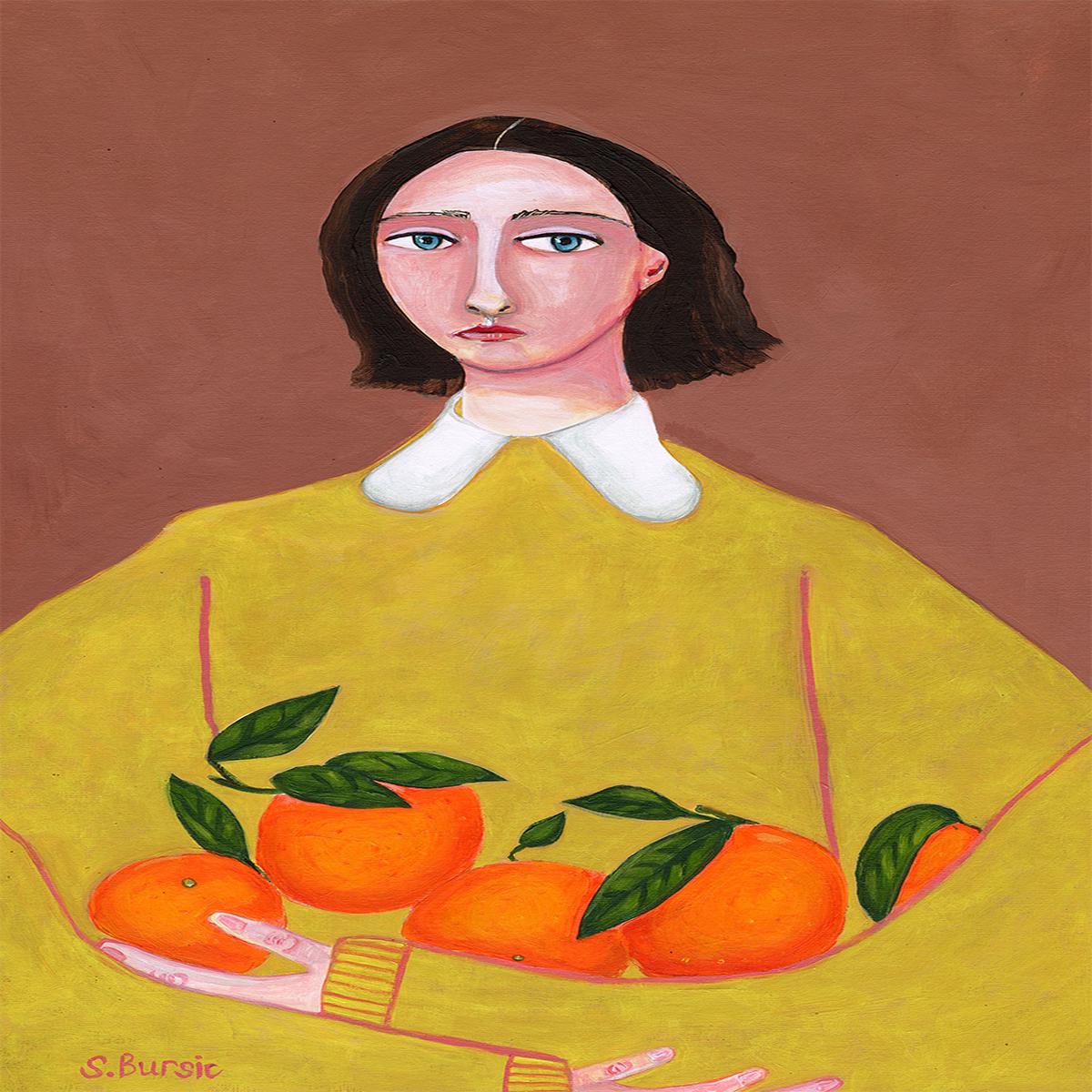 Girl And Her Oranges