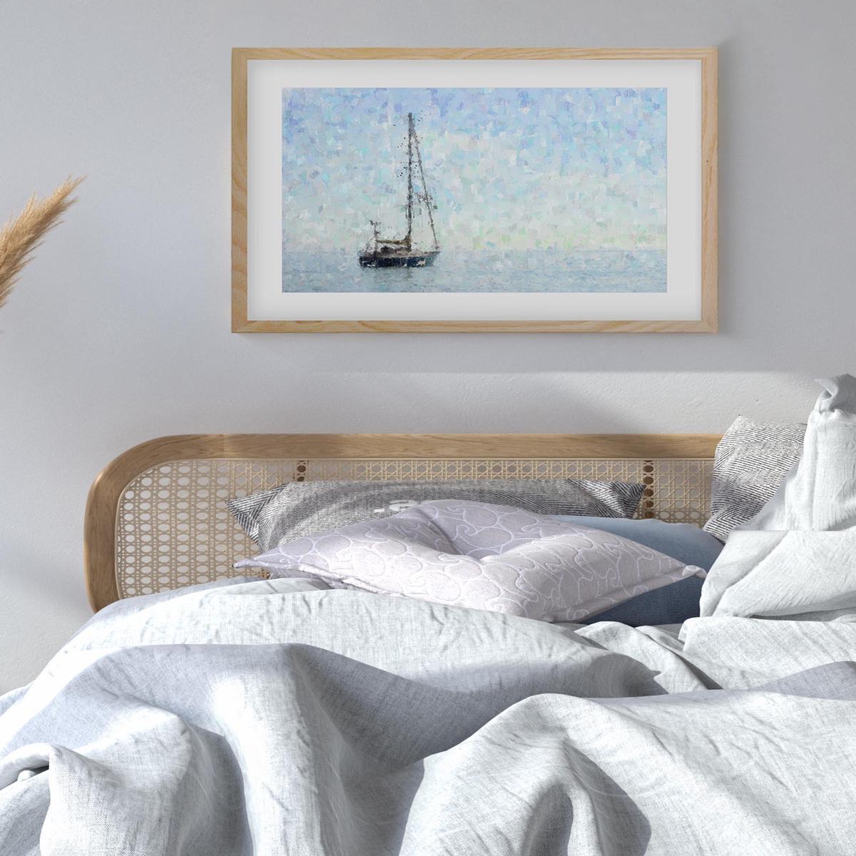 Impressionist Sky Blue Boat Art Print