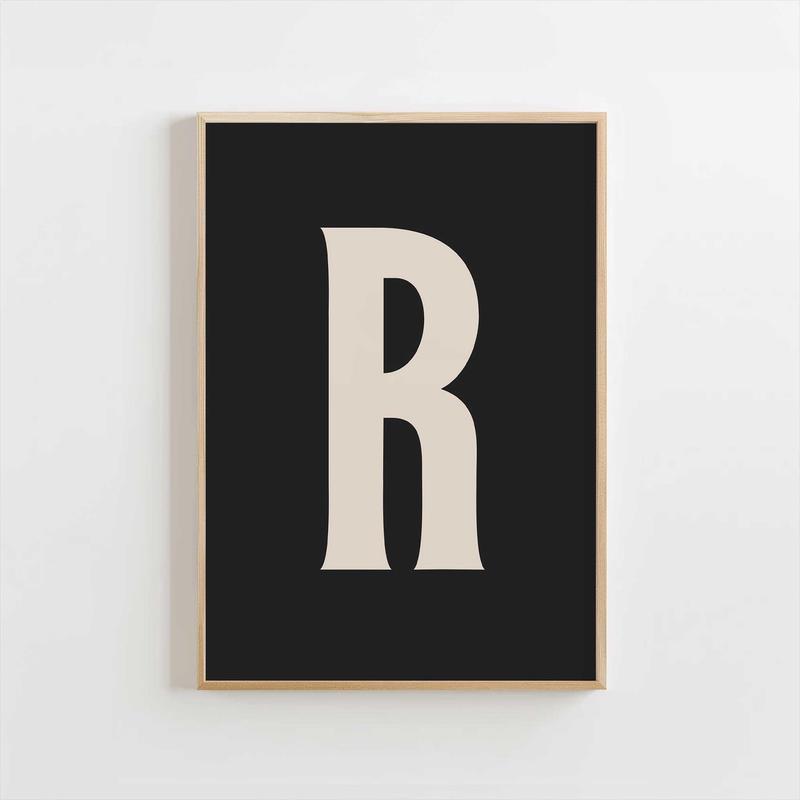 Modern Monogram Art Print – R Black