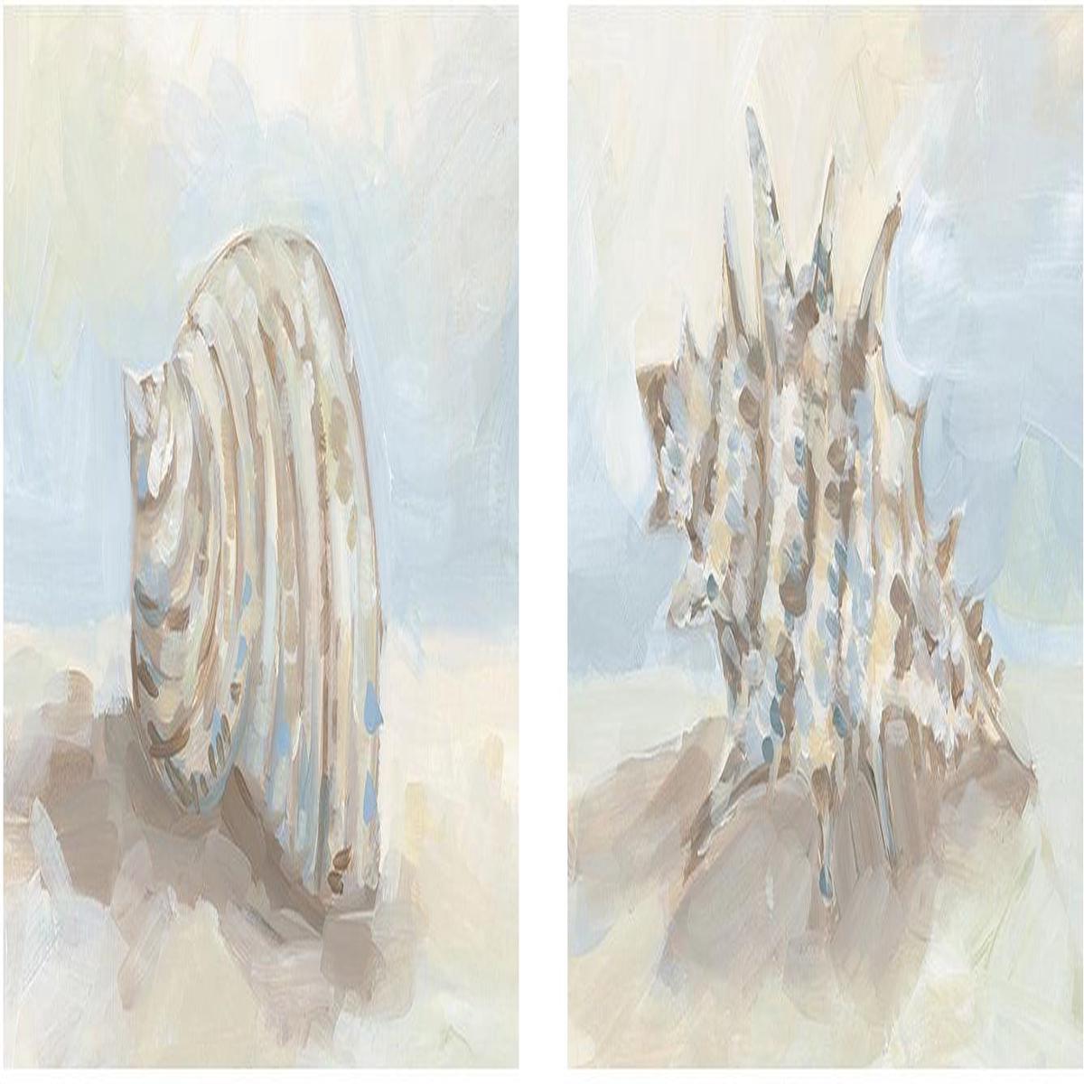 Neutral Coastal Seashell , Style A & B, Set Of 2