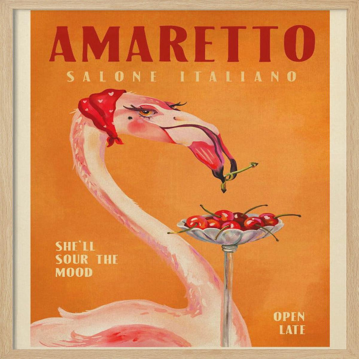 Amaretto Flamingo Art Deco Italian Cafe Travel Art