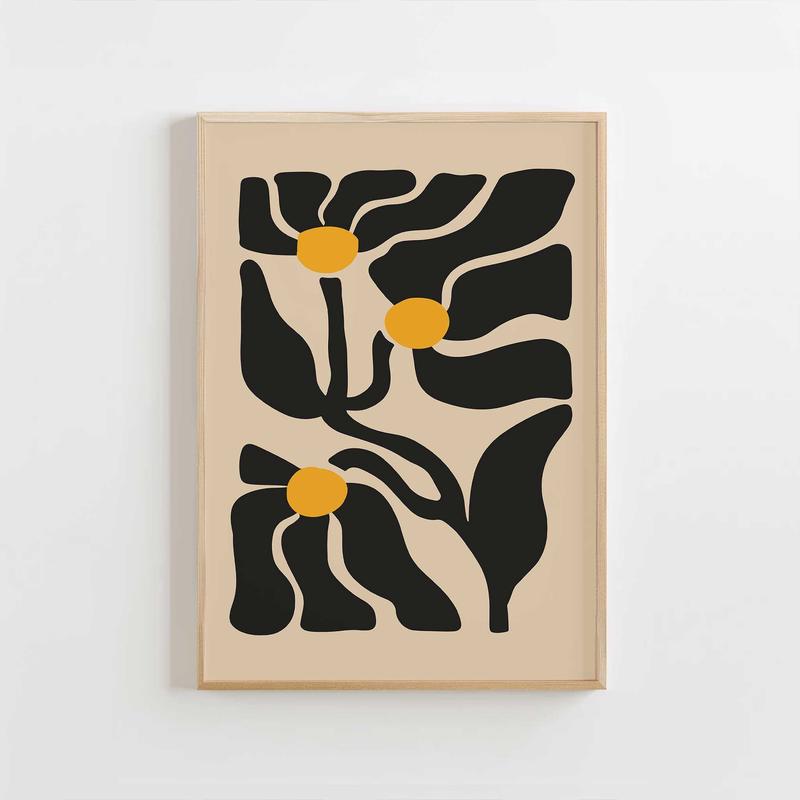 Golden Trio – Abstract Floral Silhouette Print