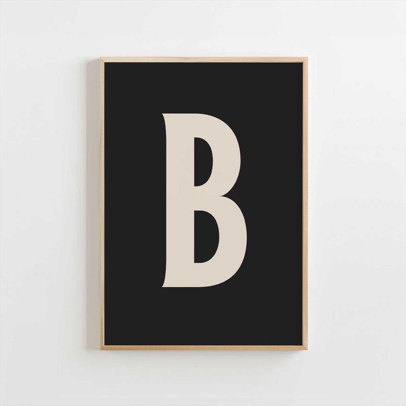 Modern Monogram Art Print – B Black