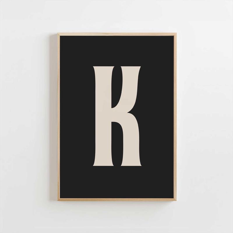 Modern Monogram Art Print – K Black