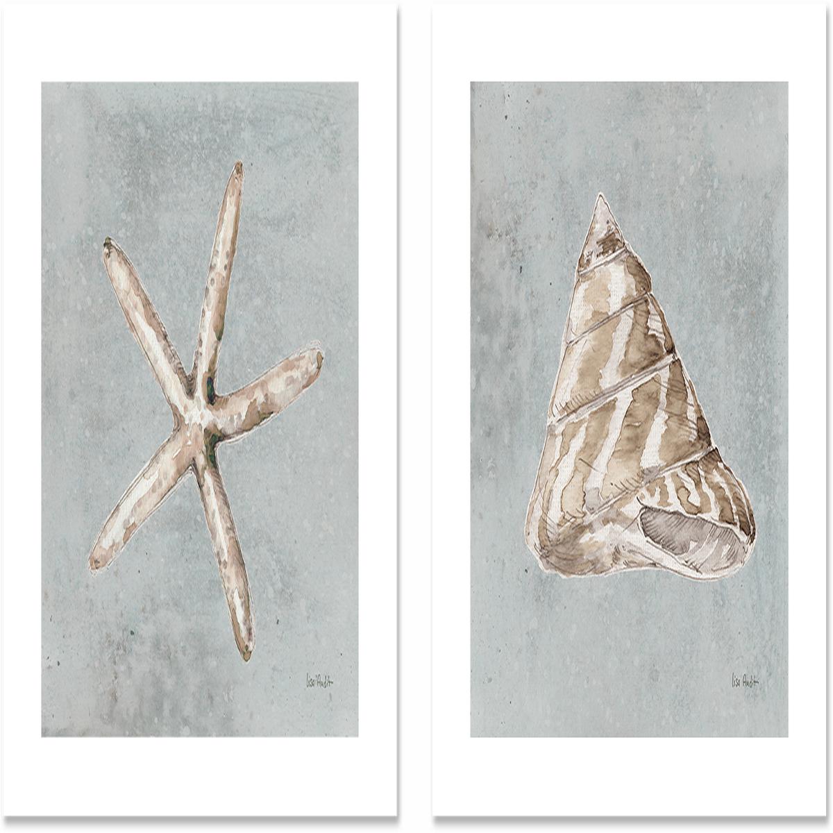 Sand And Seashells, Style C & D, Set Of 2