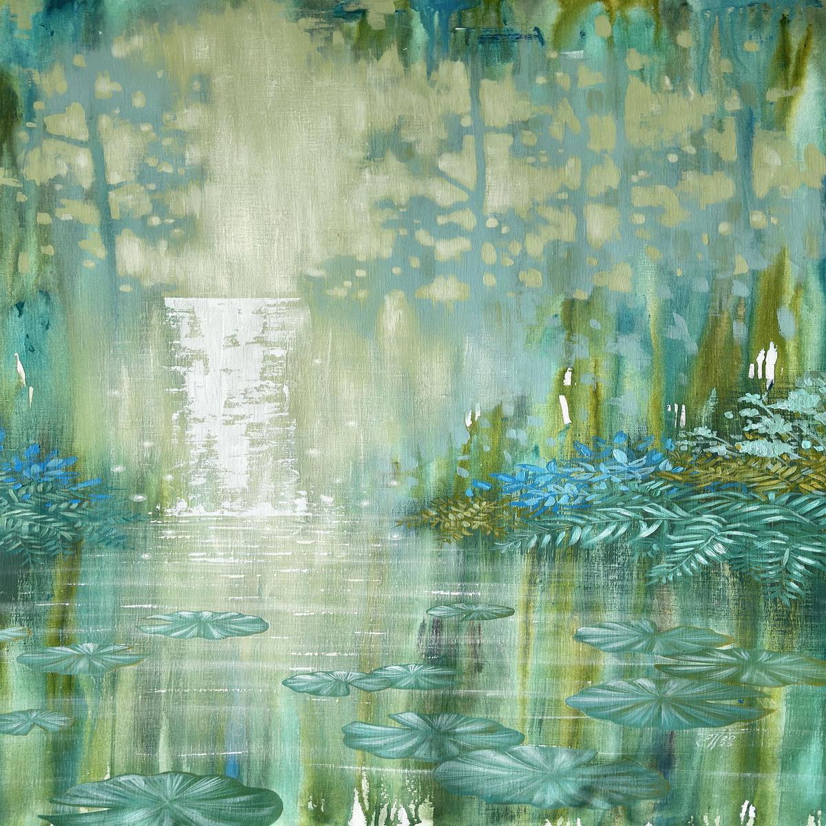 Sparkling Waterfall and Pond
