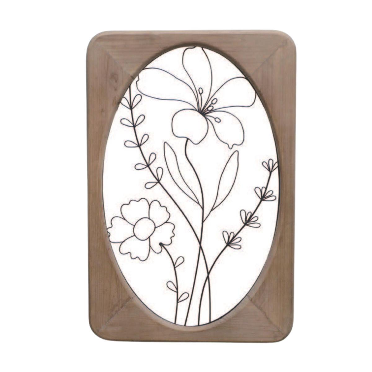 Wood/Metal Wire Floral Wall Decor